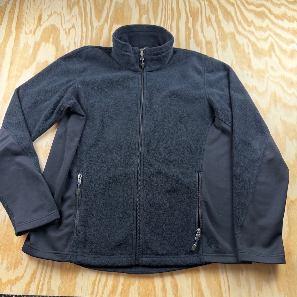 Nike ACG Fit Therma Fleece Jacket Mens Large Black Full Zip Mock Neck Outdoor